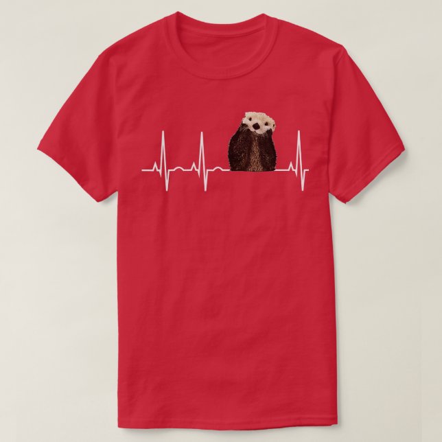 T-shirt Otter Heartbeat Shirt mignonne Otter Lover Cadeau  (Design devant)