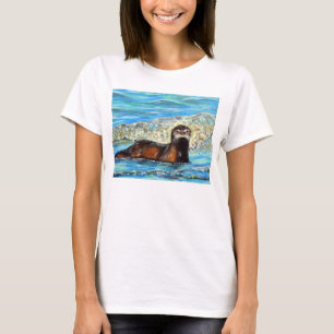 T-shirt Otter in the Waves 2 Peinture
