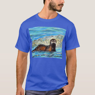 T-shirt Otter in the Waves 2 Peinture