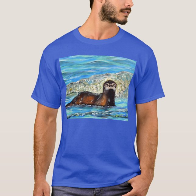 T-shirt Otter in the Waves 2 Peinture (Devant)