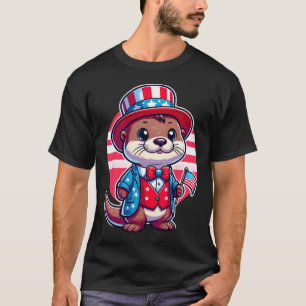 T-shirt Otter Joyeux 4 juillet Fête de l'Indépendance Homm