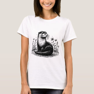 T-shirt Otter Line Art Nature Illustration