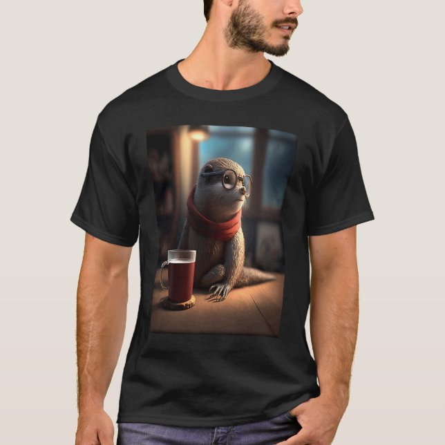 T-shirt Otter Nerd Otter Boire Café 1 (Devant)