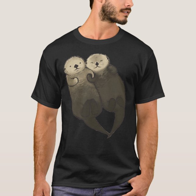 T-shirt Otter - Otter tenant les mains Classique  (Devant)