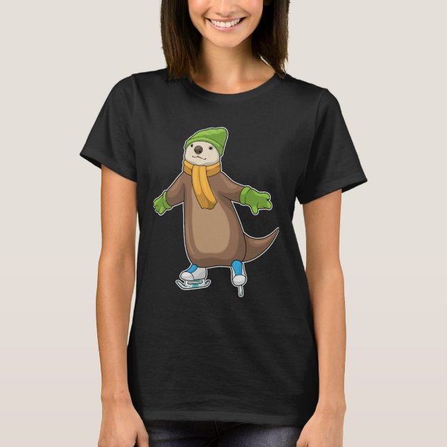 T-shirt Otter Patinage sur glace Patins sur glace (Devant)