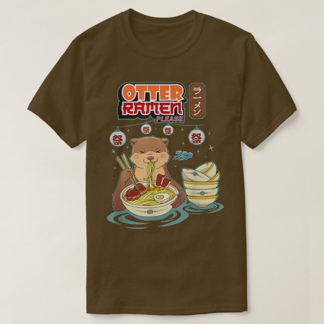T-shirt Otter ramen s'il vous plaît drôle pun udon japonai (Design devant)