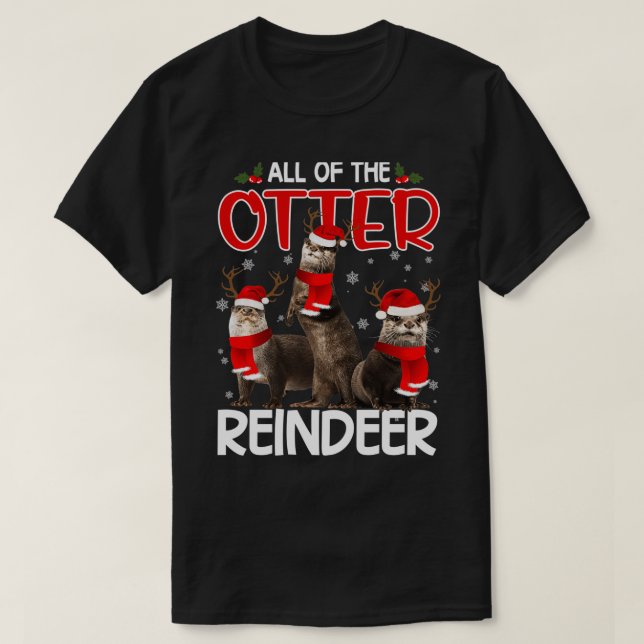 T-shirt Otter Reindeer Deer Antler Funny Christmas Père No (Design devant)