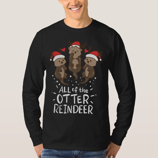 T-shirt Otter Reindeer Deer Noël Noël Noël Cadeau Cadeau p (Devant)