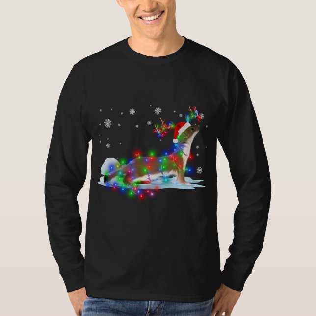 T-shirt Otter sapin de Noël Lumière pyjama animal Noël (Devant)