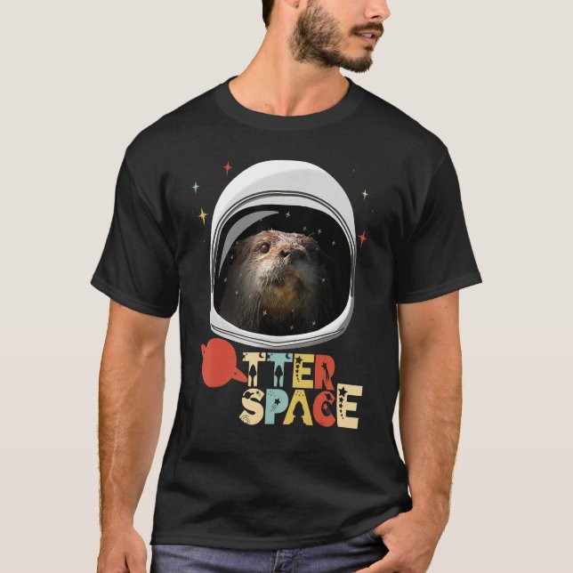 T-shirt Otter Space Externe Astronaut Casque Planètes (Devant)