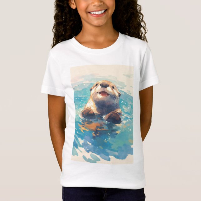 T-Shirt Otter Splashant À Travers Le Soleil (Devant)