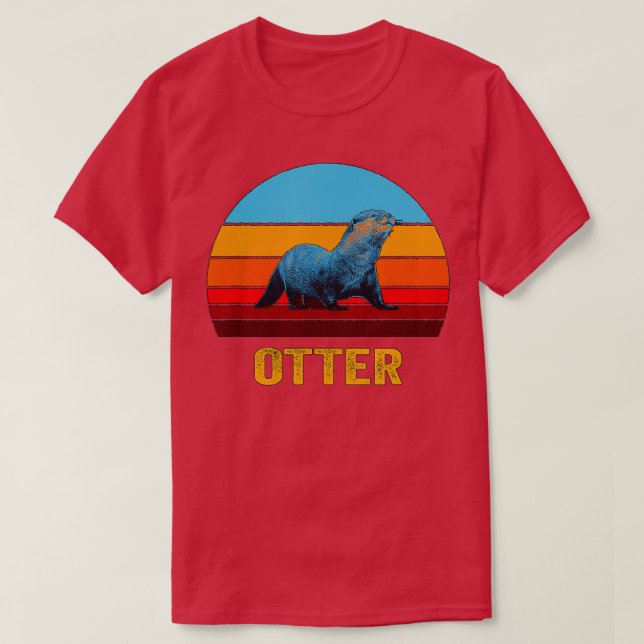 T-shirt Otter Sunset Style Vintage Rétro (Design devant)