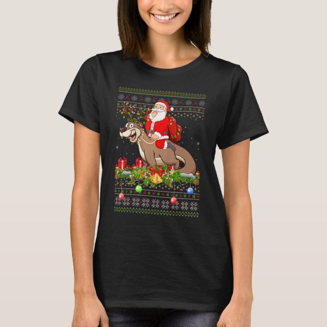 T-shirt Otter  Ugly Santa Riding Otter Christmas (Devant)