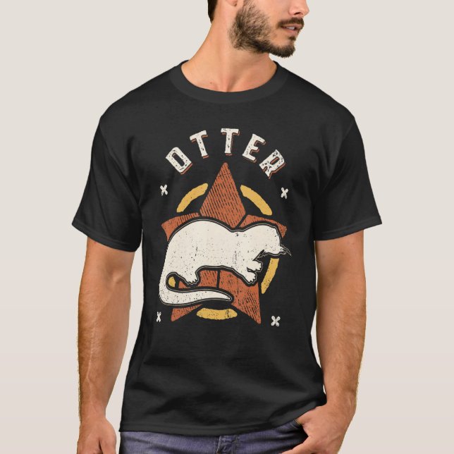 T-shirt Otter Vintage Retro Classic Animal (Devant)
