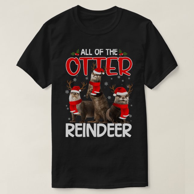 T-shirt Otters Renne Cerf Andouiller Drôle Noël Père Noël  (Design devant)