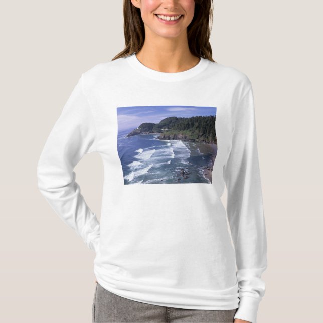 T-shirt OU, côte de l'Oregon, phare de Heceta Head, sur (Devant)