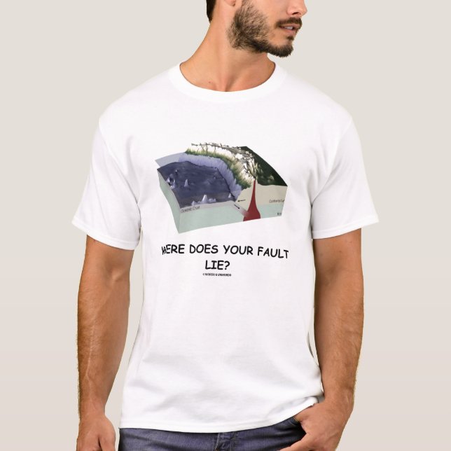 T-shirt Où défaut se trouve-t-vous ? (Humour de géologie) (Devant)