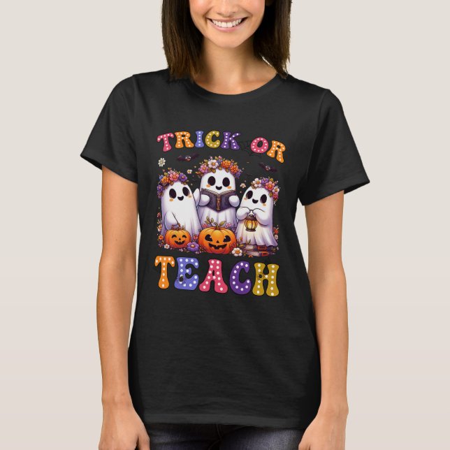 T-shirt Ou Enseigner Halloween Ghost Citrouille Éffrayant  (Devant)