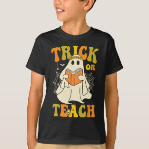 T-shirt Ou Enseigner Halloween Super Retro Floral Fantôme 