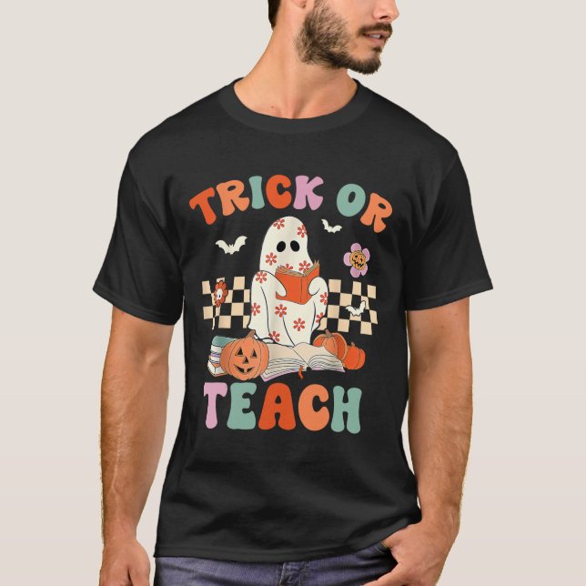 T-shirt Ou Enseigner Super Halloween Retro Floral Gho (Devant)
