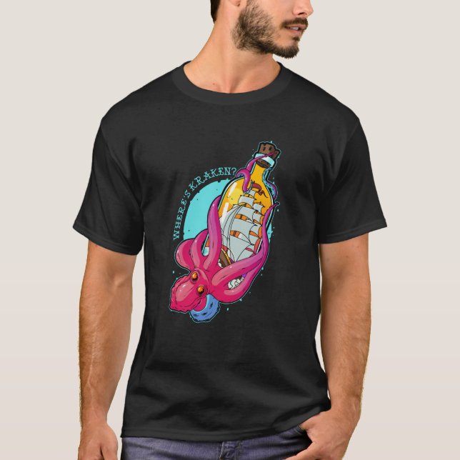 T-shirt Où est Kraken Octopus Tentacles d'animaux de mer O (Devant)