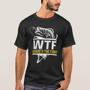 T-shirt Où est le poisson WTF hommes s amusant pêche T-shi