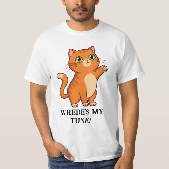 T-shirt Où est My Tuna ? Chat mignon (Devant)