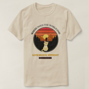 T-shirt Où le monde se termine-t-il Chat mignon Rétro Co