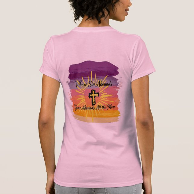 T-shirt Où le péché abonde Croix Sunset Script (Dos)