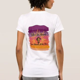 T-shirt Où le péché abonde Écriture Croix Coucher de solei