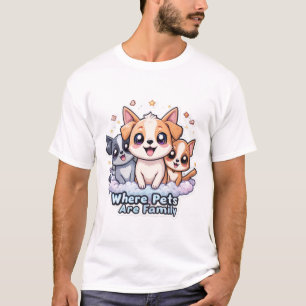 T-shirt Où Les Animaux De Compagnie Sont Famille Mignonne 