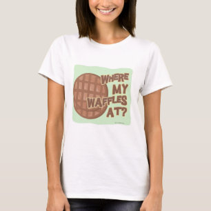 T-shirt Où Les gaufres À La Moto Drôle Caricature Alimenta