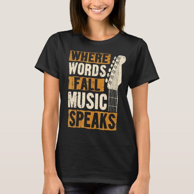 T-shirt Où les mots échouent musique parle musique (Devant)