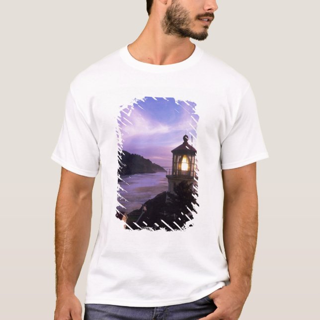 T-shirt OU, sur la côte de l'Oregon, phare de Heceta Head, (Devant)