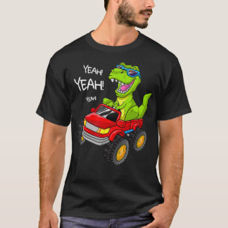 T-shirt Ouais TRe Monster Truck Birthday Boy Dinosaur