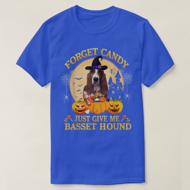 T-shirt Oubliez Candy Donne-Moi Basset Hound Citrouille Ha (Design devant)