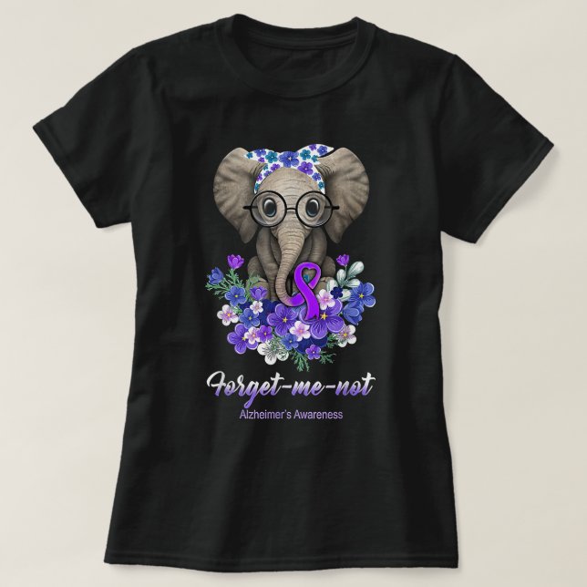 T-shirt Oubliez-moi pas Alzheimer Sensibilisation Eléphant (Design devant)