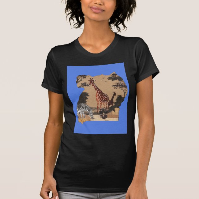 T-shirt Ouganda - Carte de la faune - Imprimer (Devant)
