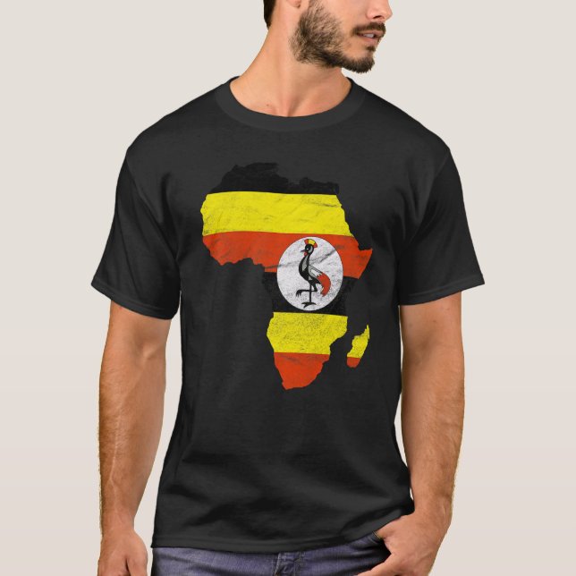 T-shirt Ouganda Drapeau Afrique Continent Silhouette cadea (Devant)