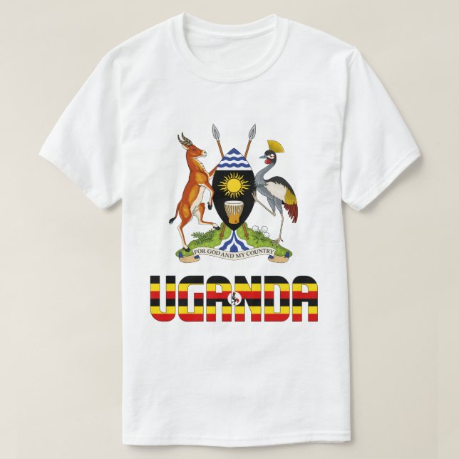 T-shirt Ouganda Drapeau et blason Patriotique (Design devant)