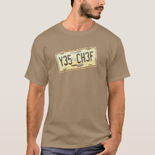 T-shirt Oui Chef Vintage rouillé Numéro de licence de voit