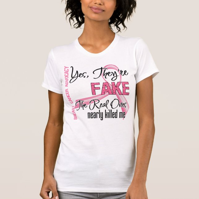T-shirt Oui ils sont faux - cancer du sein (Devant)