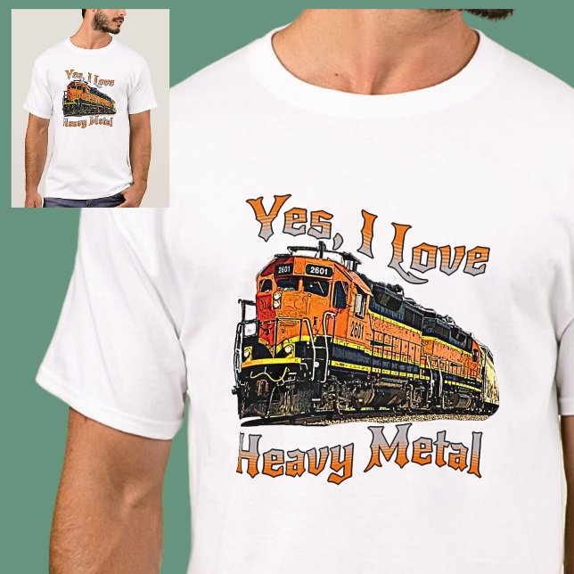 T-shirt Oui J'aime le train de locomotives diesel en métal (Créateur téléchargé)