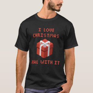 T-shirt Oui J'Aime Noël Faire Avec Il Pixel Game Block