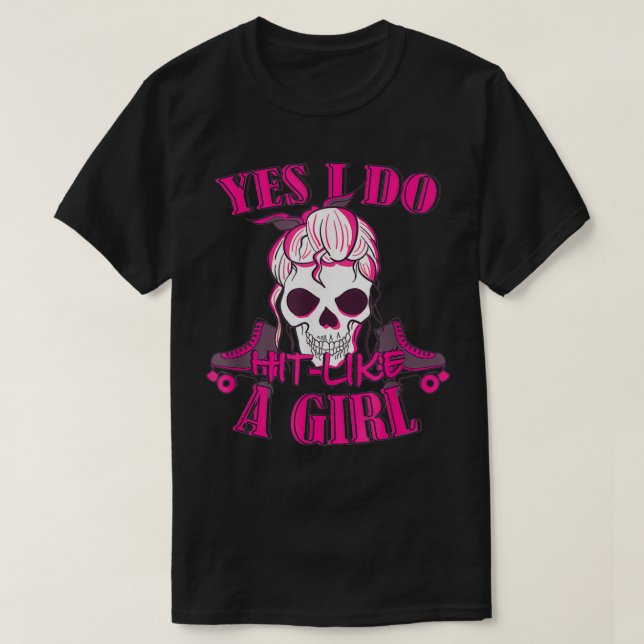 T-shirt Oui Je Frappe Comme Une Fille Roller Derby Vitesse (Design devant)