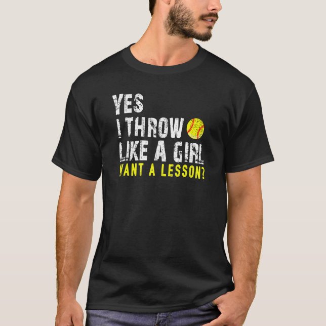 T-shirt Oui Je Jette Comme Une Fille Veut Une Leçon De Sof (Devant)