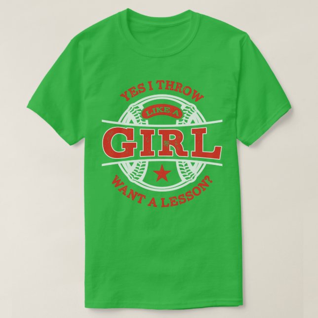 T-shirt Oui je lance comme une fille Softball pour hommes  (Design devant)