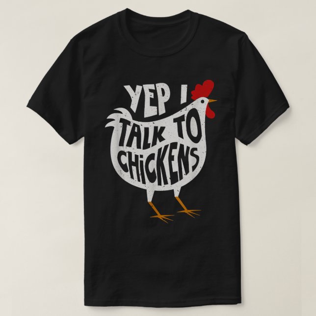 T-shirt Oui Je Parle Aux Poulets Chemise Mignonne Bouffées (Design devant)