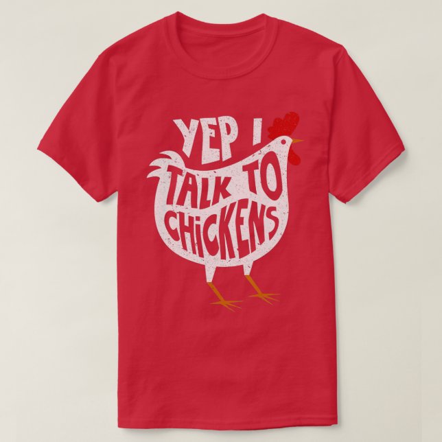 T-shirt Oui Je Parle Aux Poulets Chemise Mignonne Bouffées (Design devant)