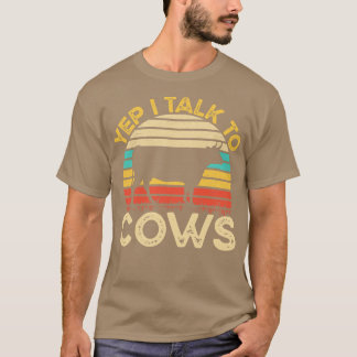 T-shirt Oui Je Parle Aux Vaches Vintage Funny Vaches Fermi